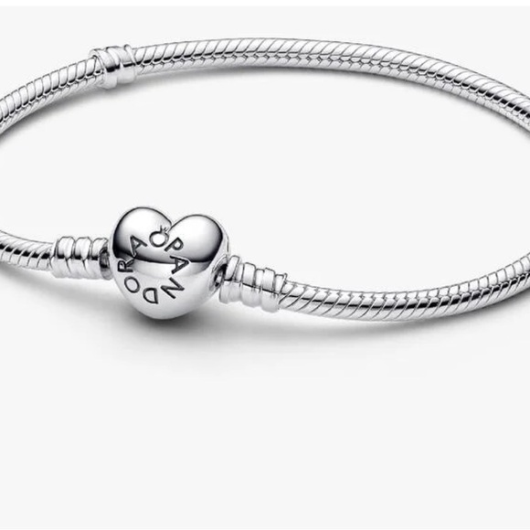 Pandora Jewelry - Pandora Moments Heart Clasp Snake Chain Bracelet Sterling Silver 7.1” 925 ALE